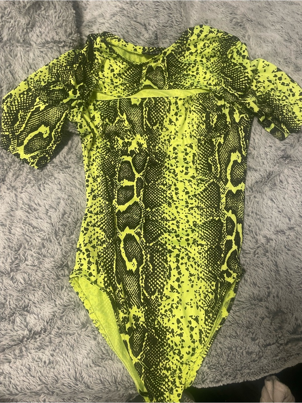 Guess Neon Yellow Snake-Print Bodysuit